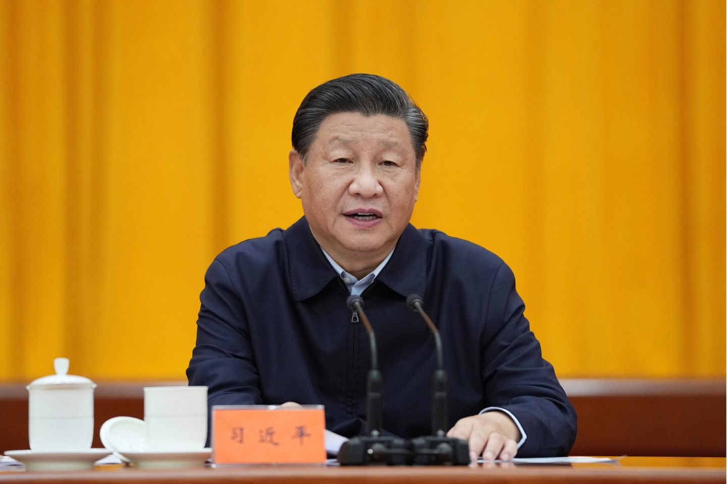 210928 -- BEIJING, Sept. 28, 2021 -- Chinese President Xi Jinping, also general secretary of the Communist Party of China CPC Central Committee and chairman of the Central Military Commission, speaks at a central conference on talent-related work in Beijing, capital of China. The conference was held on Monday and Tuesday. CHINA-BEIJING-XI JINPING-CENTRAL CONFERENCE-TALENT CN LixXueren PUBLICATIONxNOTxINxCHN