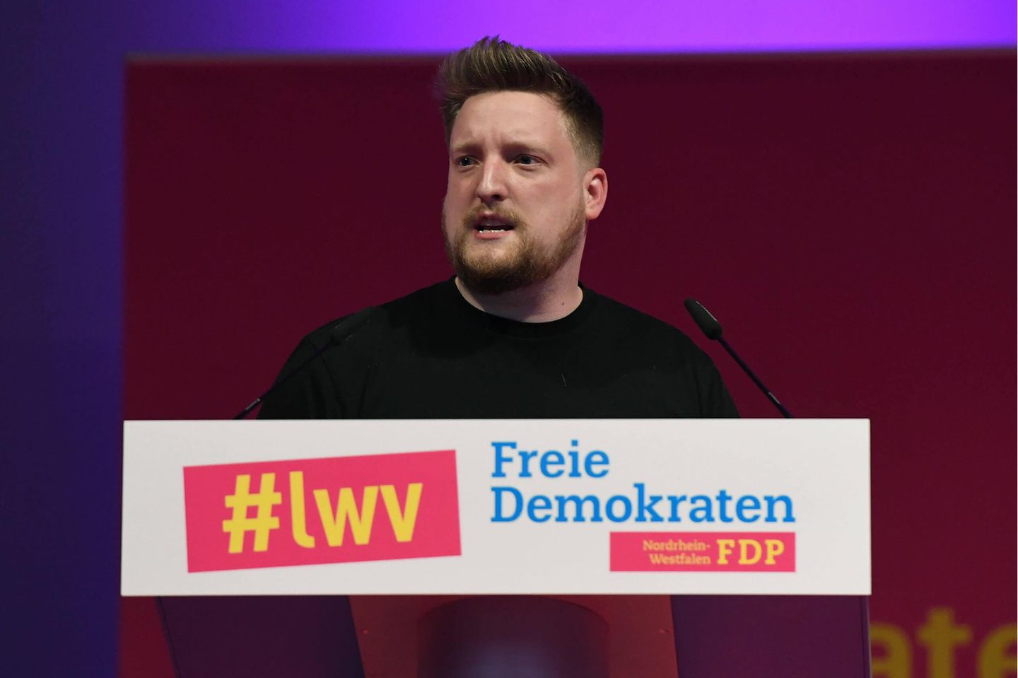 Landeswahlversammlung der FDP NRW am 21.03.2021 im Kongress in Dortmund Jens Teutrine Bundesvorsitzender der FDP-nahen Jugendorganisation Junge Liberale *** State election meeting of the FDP North-Rhine/Westphalia on 21 03 2021 in the congress in Dortmund Jens Teutrine Federal leader of the FDP close youth organization young liberals xRx
