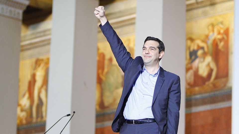 So sehen Wahlsieger aus: Alexis Tsipras in Jubelpose