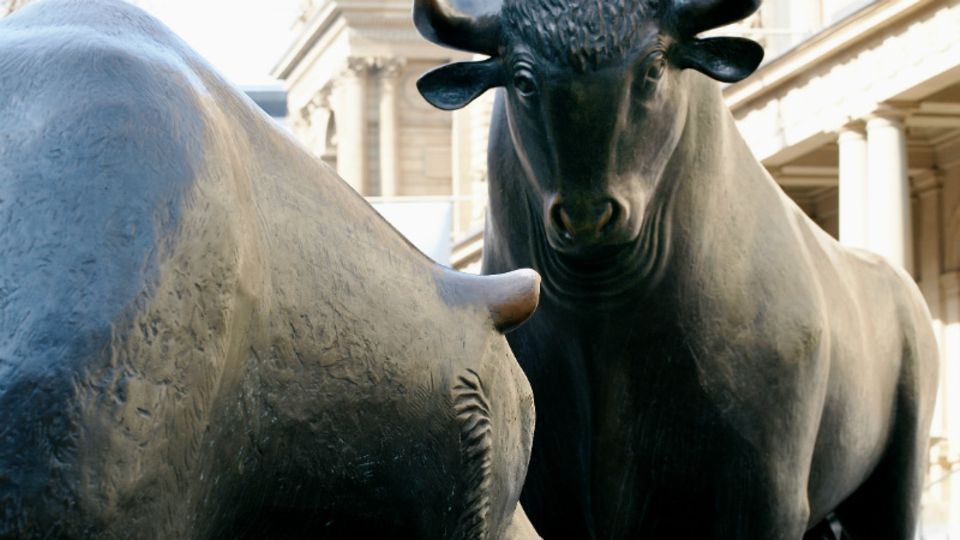 Bulle und Bär: Seit der Dax die Marke von 11.000 übersprungen hat, fragen viele bang: Klettert er tatsächlich noch höher – oder übertreibt er schon? (Foto: Deutsche Börse AG)