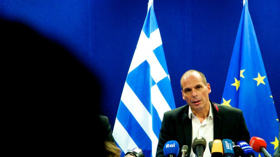 Griechenlands Finanzminister Yanis Varoufakis bei einer Pressekonferenz in Brüssel