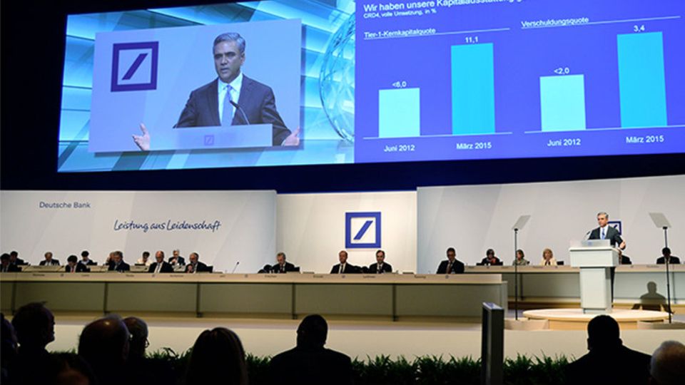 Sein letzter großer Auftritt: Anshu Jain auf der Hauptversammlung der Deutschen Bank - Foto: Getty Images