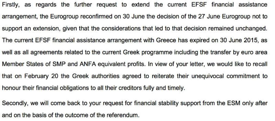Figure Ausschnitt aus Dijsselbloems Brief an Tsipras
