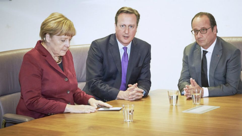 Angela Merkel, David Cameron und Francois Hollande bei einem Treffen in Brüssel