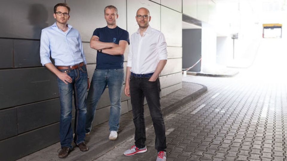 Auxmoney-Gründer Philip Kamp, Philipp Kriependorf und Raffael Johnen (v.l.)
