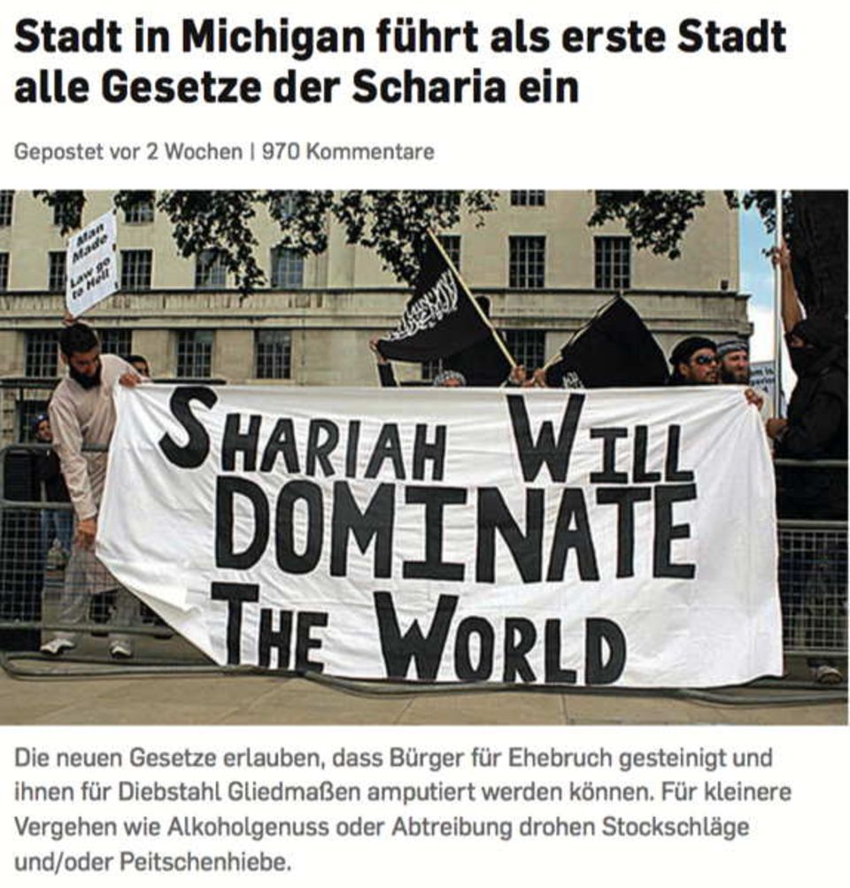 Die Scharia in den USA? So behauptet es Jestin Colers „National Report“ im Oktober 2013.
