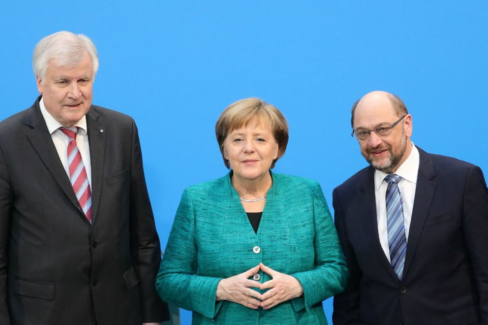 Horst Seehofer, Angela Merkel und Martin Schulz (v.l.)