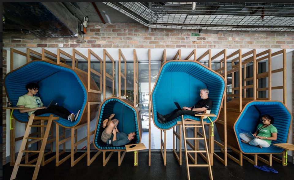Google-Rücken-1 Google: Rückenschmerzen vom langen Sitzen? Im Google-Büro in Sydney kann die Wirbelsäule in diesen ergonomischen Waben entlastet werden.