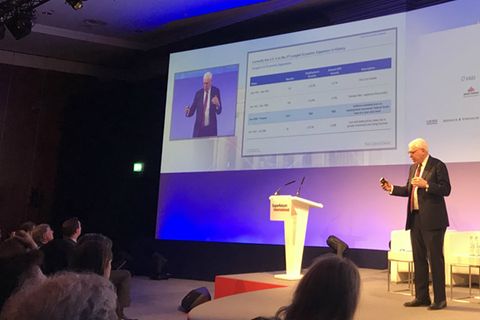 Multimilliardär David Rubenstein auf der Superreturn Konferenz in Berlin