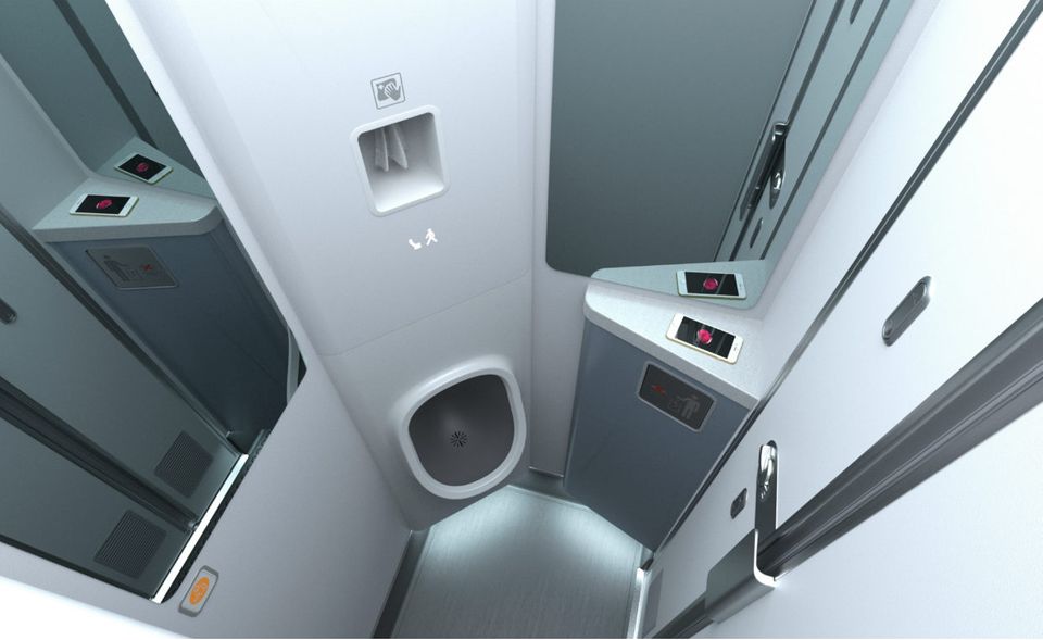 Apropos triviale Probleme: Die Schlangen vor den WCs gehören zu den Ärgernissen auf Langstreckenflügen. Zodiac Aerospace will mit seinem Durinal Abhilfe schaffen. Anstelle einer Toilette haben gleich zwei der Urinale Platz im Flugzeug. Das wird auch durch den Verzicht auf ein Handwaschbecken möglich. Stattdessen sollen antibakterielle Tücher für Hygiene sorgen.
