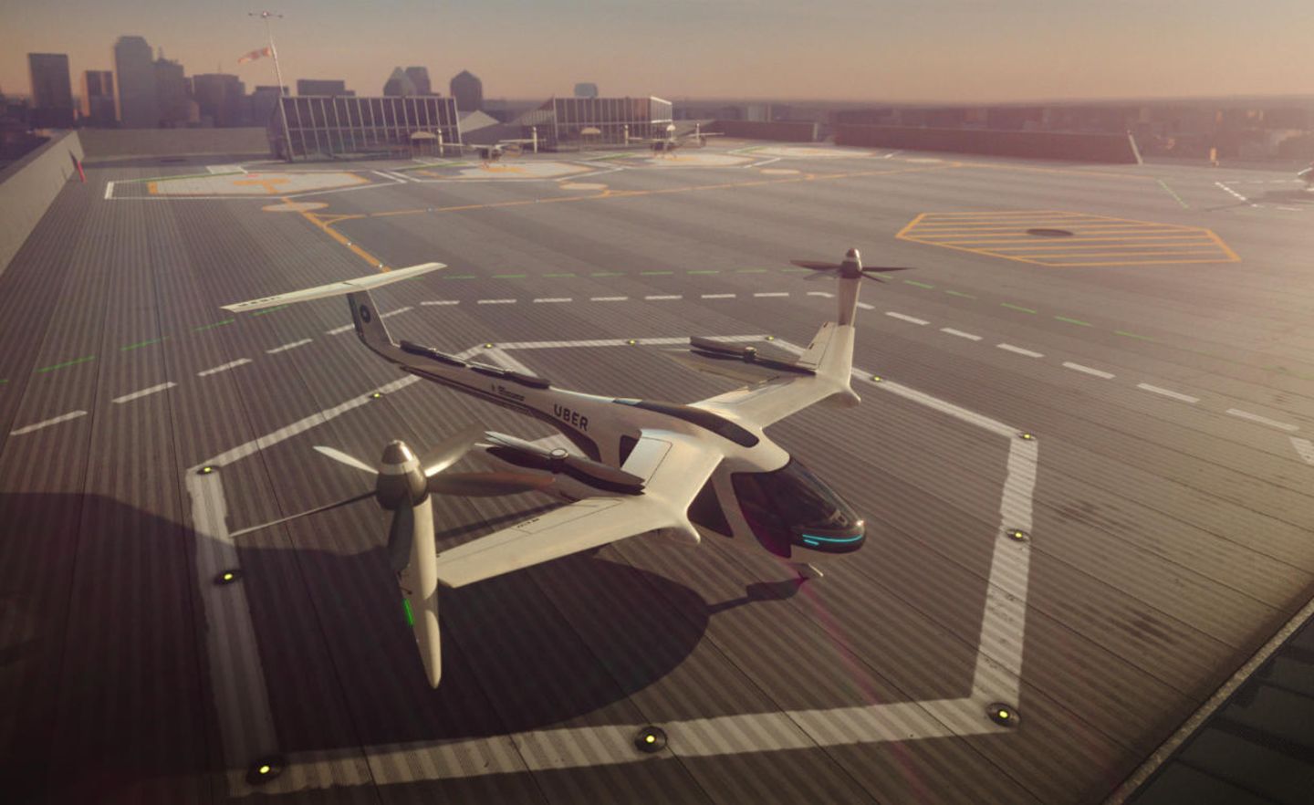 Uber will zusammen mit der NASA und dem brasilianischen Flugzeughersteller Embraer ein Flugtaxi entwickeln. Die ersten Testflüge sind allerdings erst 2020 geplant. Uber-CEO Dara Khosrowshahi geht davon aus, dass in fünf bis zehn Jahren die Flugtaxis kommerziell nutzbar sind. Mit einem Netz aus Landemöglichkeiten, den sogenannten Vertiports, arbeitet Uber zusätzlich an einem System, dass das neue Luftverkehrsaufkommen beherrschbar machen soll.