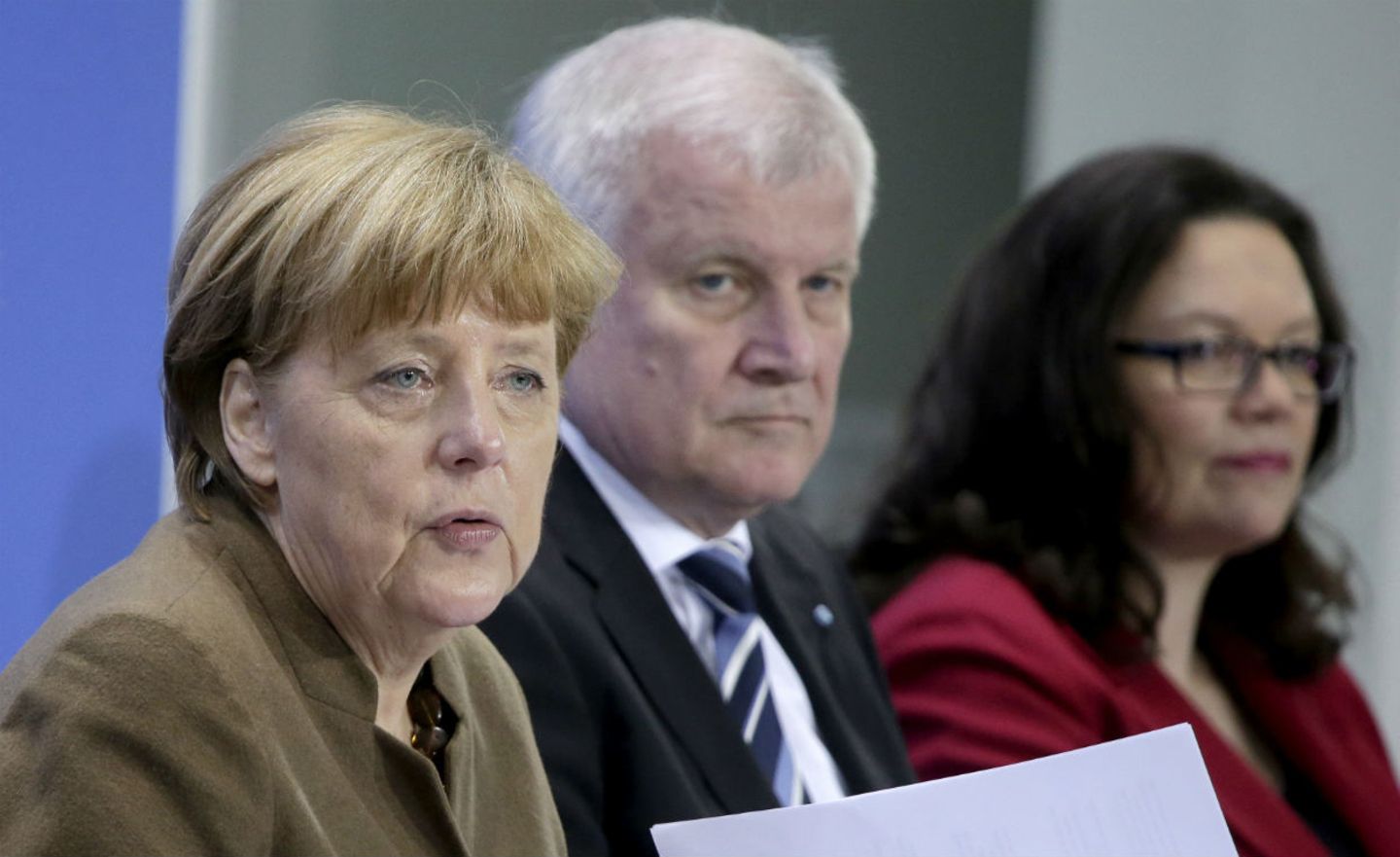 Kein Verhandlungsgeschick: Kanzlerin Merkel, Innenminister Seehofer und SPD-Chefin Nahles