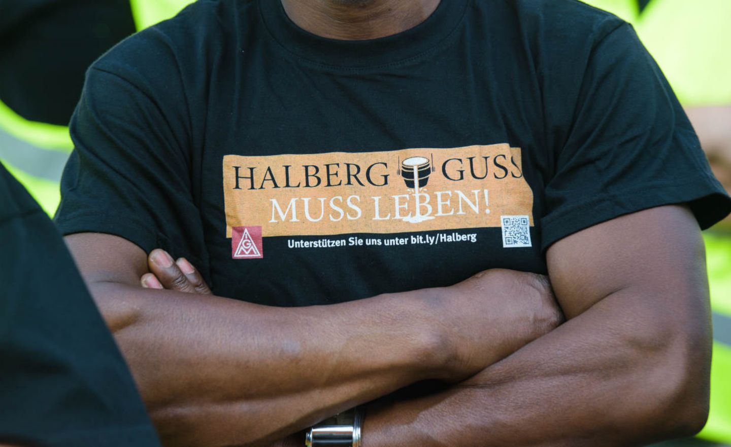 Beschäftigte des Autozulieferers Neue Halberg-Guss demonstrierten im Juli in Frankfurt