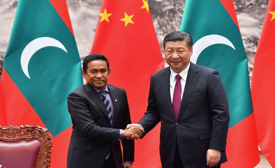 Vor der Abwahl: Der maledivische Präsident Yameen beim Staatsbesuch in China 2017
