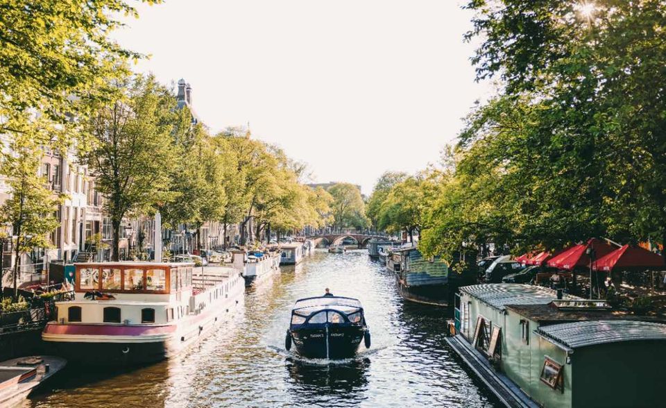 Das viele Grün entlang der Grachten zählt zu den Markenzeichen Amsterdams. Die niederländische Hauptstadt kommt auf einen Green View Index von 20,6 Prozent. Anders ausgedrückt: 20,6 Prozent des Straßenpanoramas in Google Street View wird von Grünpflanzen dominiert.