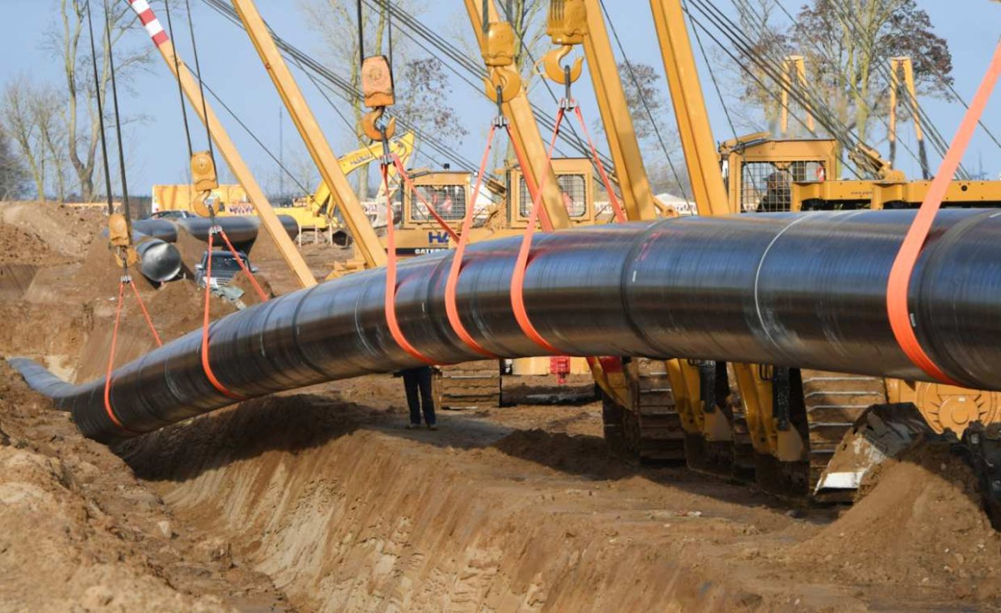 Die Bauarbeiten für Nord Stream 2 laufen auch an Land – hier ein Teilstück der Leitung Eugal, die Gas vom Anlandepunkt Lubmin weiter nach Süden transportieren soll