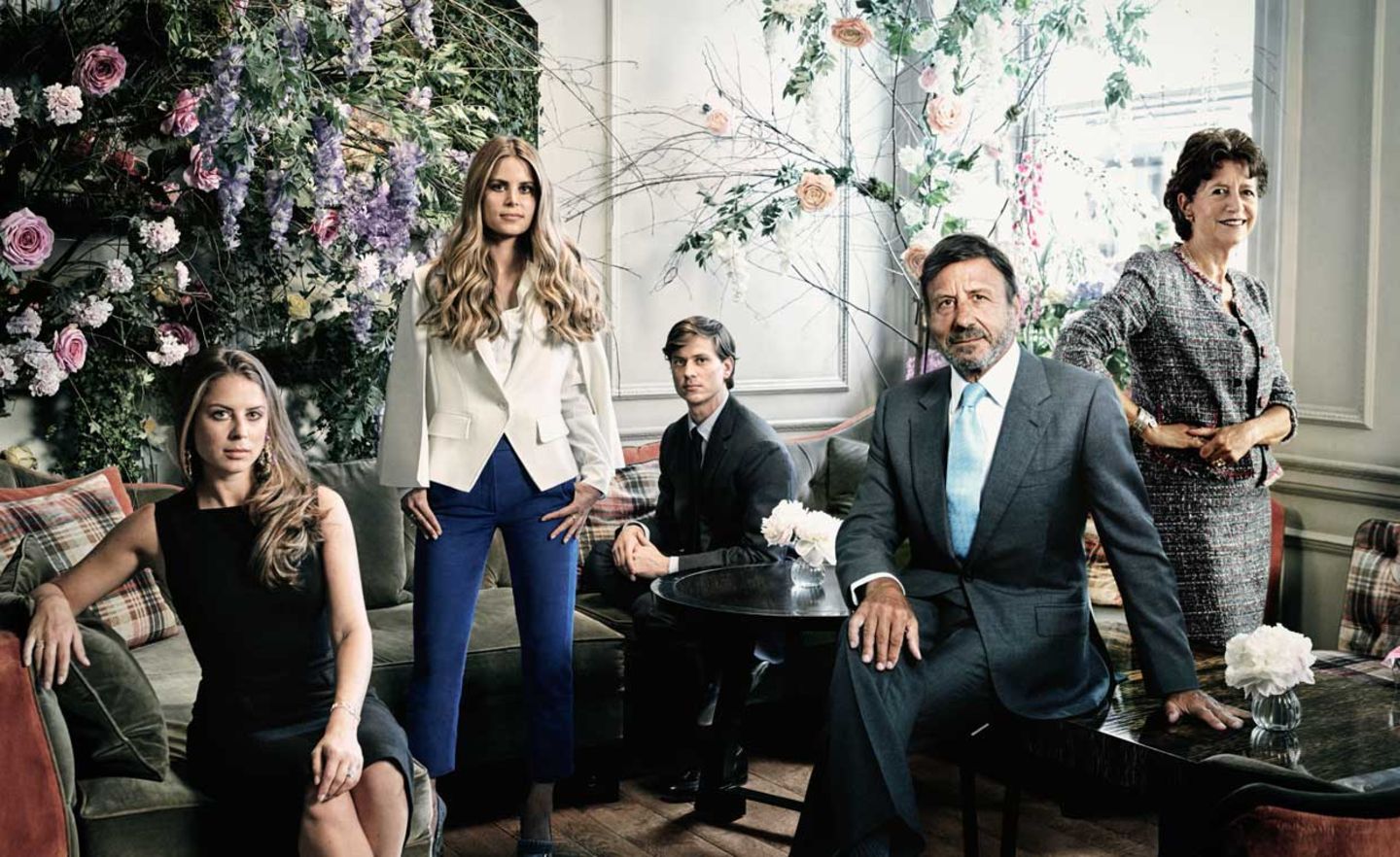 Sir Rocco Forte mit seinen Töchtern Lydia und Irene, Sohn Charles und seiner Schwester Olga Polizzi