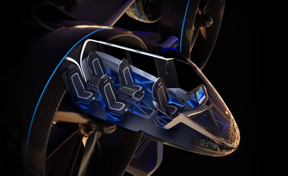 Der Hersteller verspricht Fluggästen ein einzigartiges Erlebnis. Der Blick in den Innenraum zeigt jedenfalls, dass Bell beim Nexus auf ein futuristisch-modernes Design setzt.