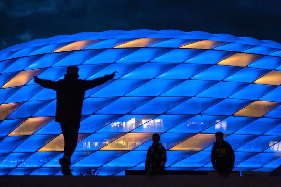 Anlässlich des Europatages am 9. Mai leuchtet die Allianz Arena in den Farben der Flagge der Europäischen Union
