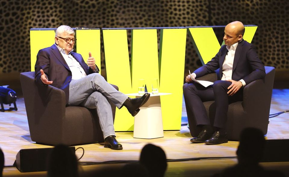 Das Gespräch mit Joschka Fischer fand im Rahmen der New Work Experience von Xing in der Elbphilharmonie statt