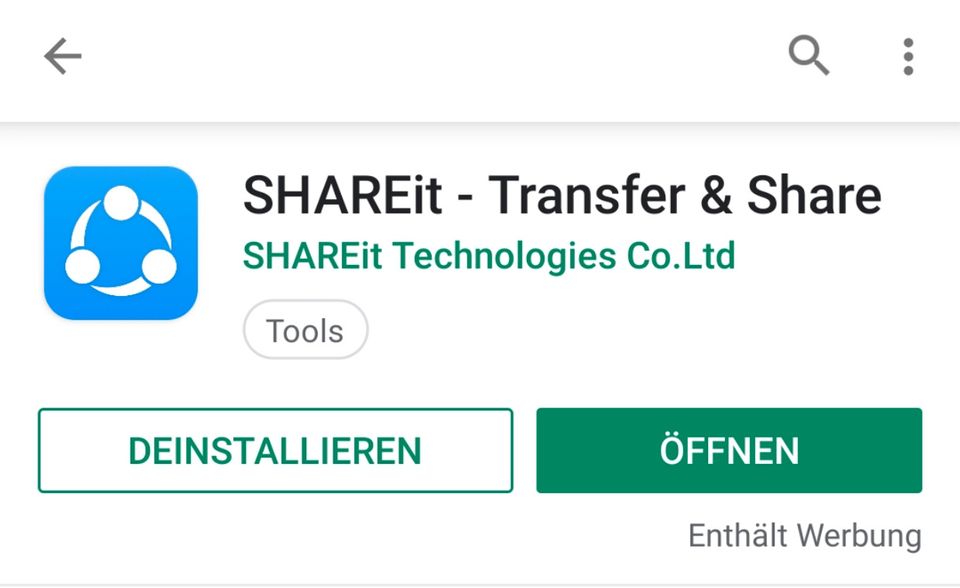 Shareit ist eine App zum Datenaustausch. Der Firmensitz des 2015 gegründeten Unternehmens liegt in der indischen Stadt Gurugram. Über 1,8 Milliarden Menschen nutzen das Angebot laut Firmenangaben weltweit. 2018 lag Shareit auf Platz sieben der häufigsten heruntergeladenen Apps auf iOS und Android.