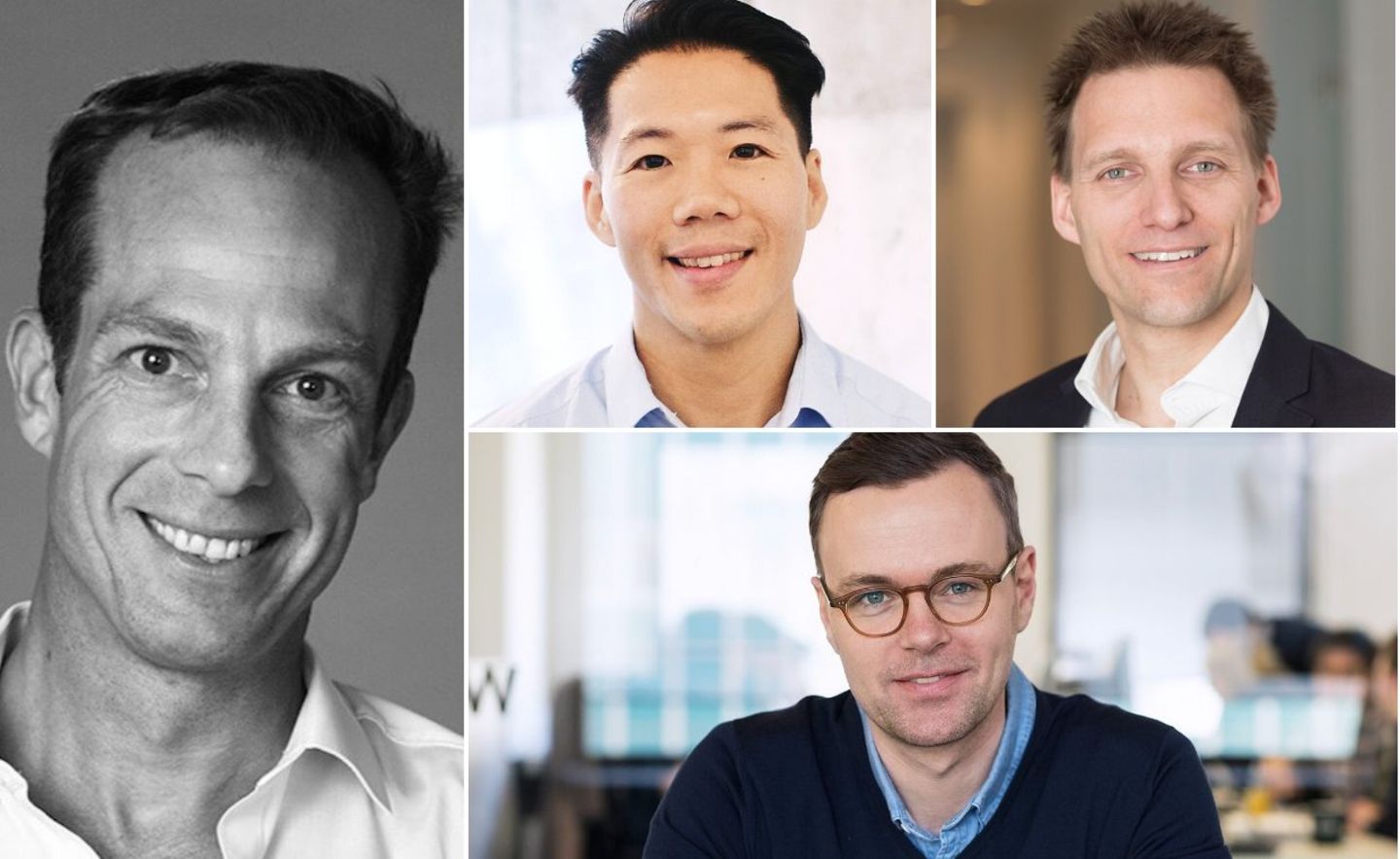Die N26-Manager Sven Niederheide, Patrick Kua, Martin Schilling (von links) und Robert Kilian (unten) sind auf dem Absprung.