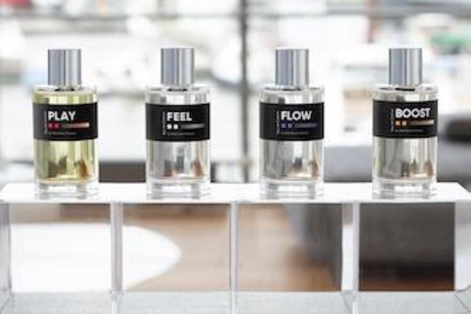 Spannende Prototypen: die vier Eau de Carfums von Mark Buxton für Shell – „Feel“, „Flow”, „Play“ und „Boost“