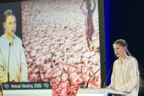 Greta Thunberg bei ihrer Rede in Davos