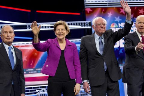 Duell am "Super Tuesday": Die demokratischen Kandidaten Bloomberg, Warren, Sanders und Biden (v. l. n. r.)