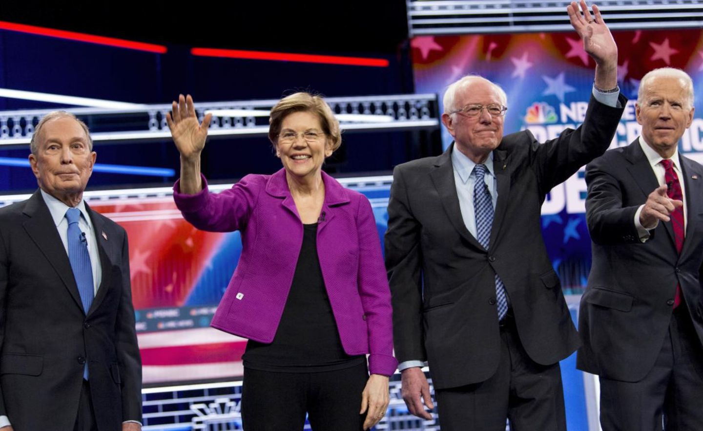 Duell am "Super Tuesday": Die demokratischen Kandidaten Bloomberg, Warren, Sanders und Biden (v. l. n. r.)