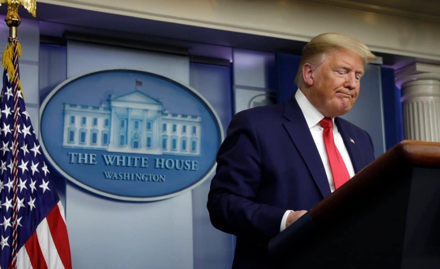 US-Präsident Trump bei einem Pressebriefing im Weißen Haus