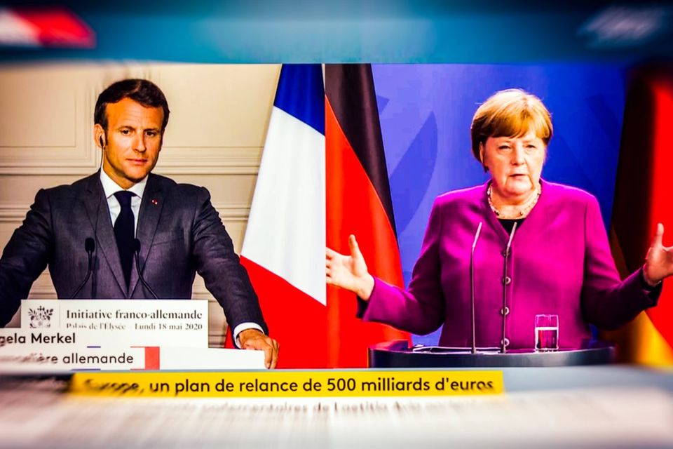 Per Videokonferenz stellten Bundeskanzlerin Angela Merkel und Frankreichs Präsident Emmanuel Macron den Wiederaufbaufonds vor