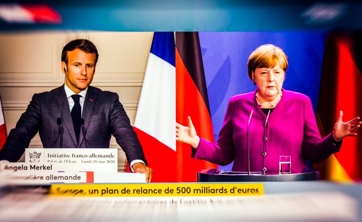 Per Videokonferenz stellten Bundeskanzlerin Angela Merkel und Frankreichs Präsident Emmanuel Macron den Wiederaufbaufonds vor