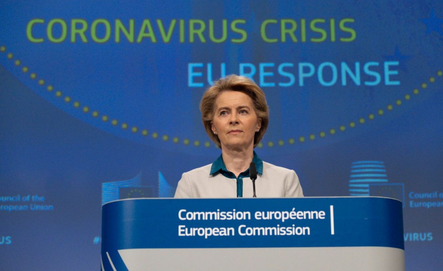 EU-Kommissionspräsidentin Ursula von der Leyen bei einer Pressekonferenz Mitte April. Am 27. Mai präsentierte sie den Vorschlag der Kommission für den neuen EU-Haushalt und ein Aufbauprogramm zur Erholung nach der Corona-Krise