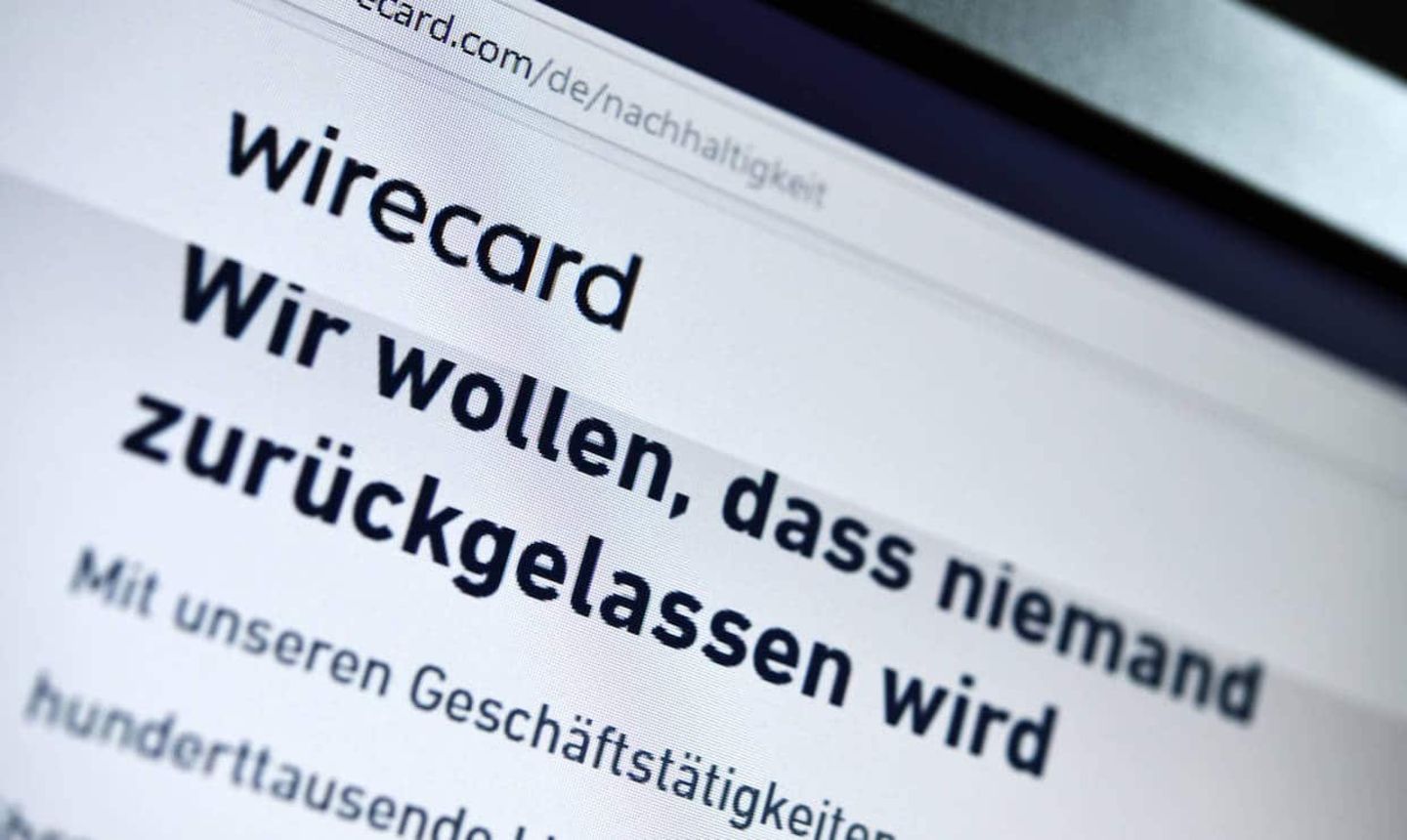 Webseite des insolventen Zahlungsdienstleisters Wirecard.