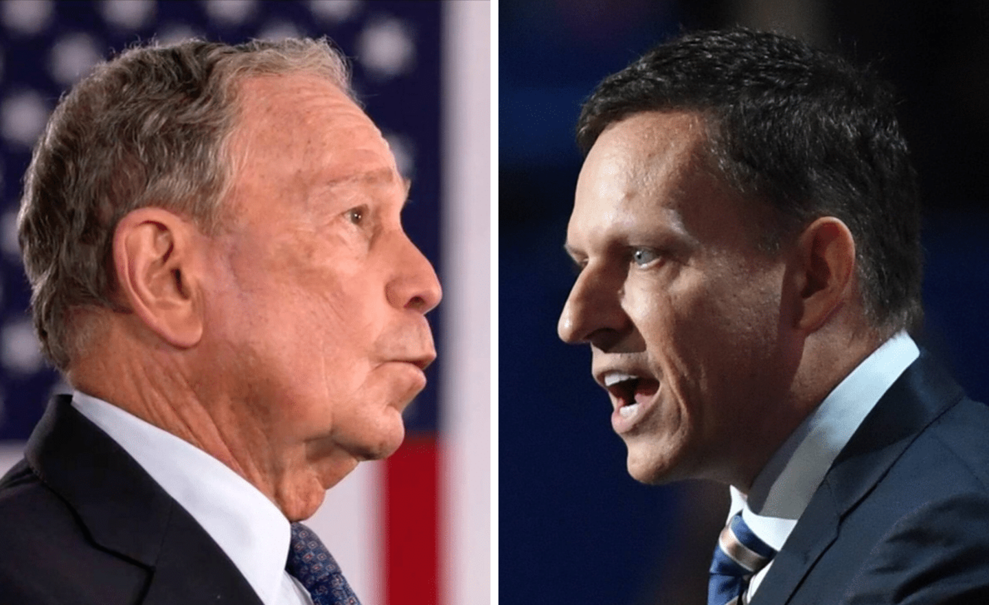 Der ehemalige New Yorker Bürgermeister Michael Bloomberg (links) und der Paypal-Gründer Peter Thiel
