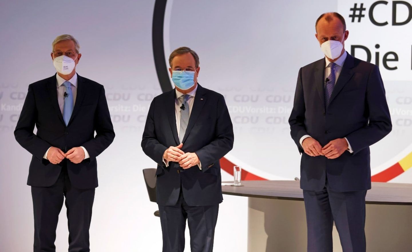 Die drei Kandidaten für den CDU-Vorsitz: Norbert Röttgen, Armin Laschet und Friedrich Merz (v.l.n.r.)