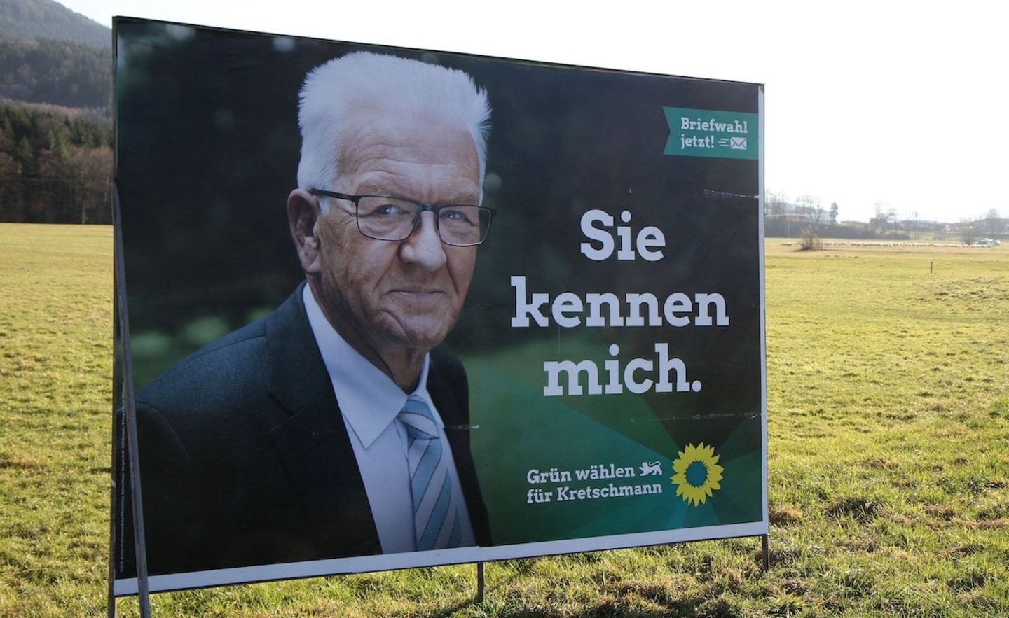 Wahlplakat für den amtierenden Grünen-Ministerpräsidenten Winfried Kretschmann