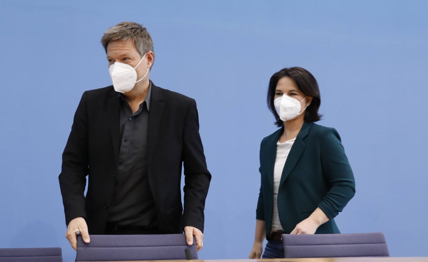 Die Bundesvorsitzenden von Bündnis 90/Die Grünen, Annalena Baerbock und Robert Habeck am 15. März