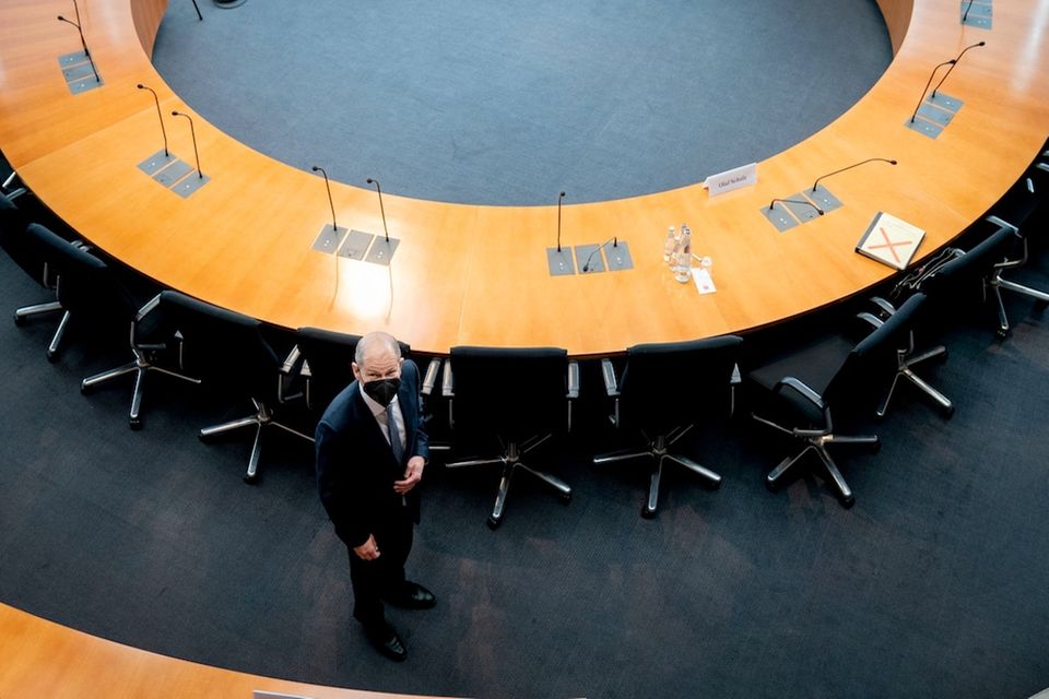 Bundesfinanzminister Olaf Scholz (SPD) im Untersuchungsausschuss zum Bilanzskandal von Wirecard im Deutschen Bundestag