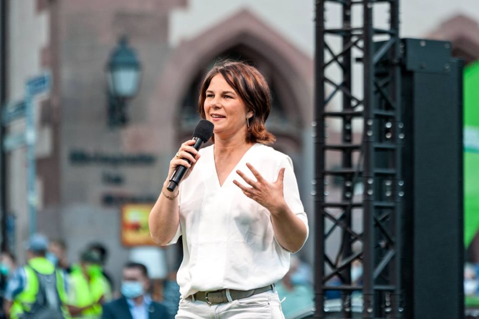 Annalena Baerbock bei einem Wahlkampfauftritt am 8. September in Frankfurt am Main