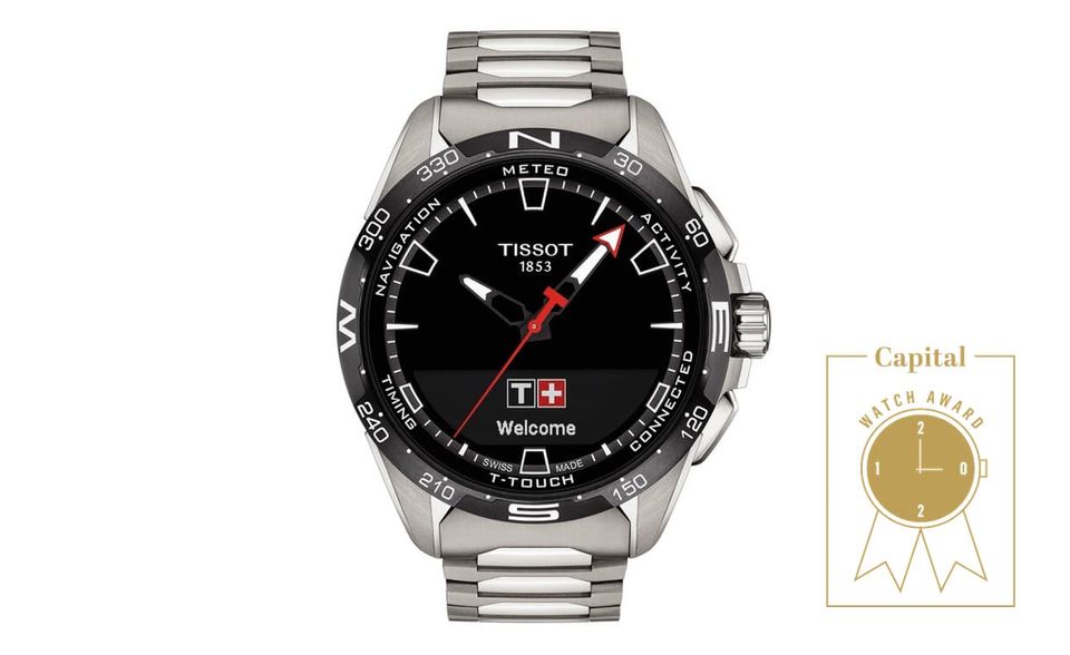 T-Touch Connect Solar von Tissot 
 WAS DIESE UHR BESONDERS AUSZEICHNET: Dieser Nachfolger der ersten, vor 20 Jahren vorgestellten Uhr mit Touch-Bedienung ist zugleich die Premiere des eigens dafür entwickelten Betriebssystems. Darüber abrufbar: Höhenmesser, Kompass, zurückgelegte Distanzen, verbrannte Kalorien sowie eingehende Telefonate. 
 BASISDATEN (AUSZUG): Kaliber E32.001 Quarz (Werk), Titan mit Keramiklünette (Gehäuse), Saphirglas mit taktiler Sensorik, Zifferblatt mit integriertem „Memory in Pixel“-Display, 47 mm Durchmesser, wasserdicht bis 100 m. 
 PREIS: 1060 Euro