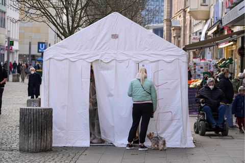 Corona-Teststation in der Altstadt von Berlin-Spandau