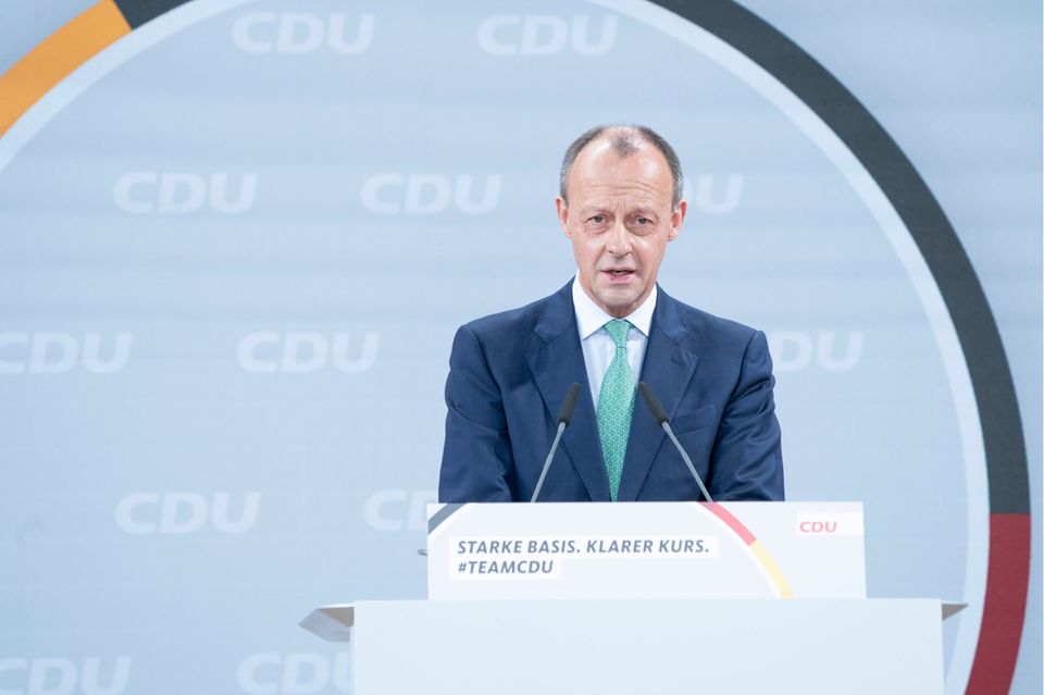 Friedrich Merz, designierter Parteivorsitzender der CDU, bei seiner Rede vor dem Parteitag