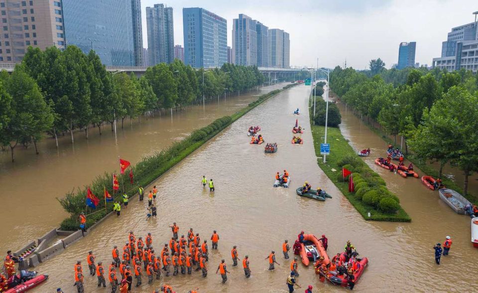 Auch die chinesische Provinz Henan wurde vom Hochwasser getroffen. Den Gesamtschaden beziffert die Münchener Rück auf etwa 16,5 Mrd. Dollar. Davon sei nur etwa ein Zehntel versichert.