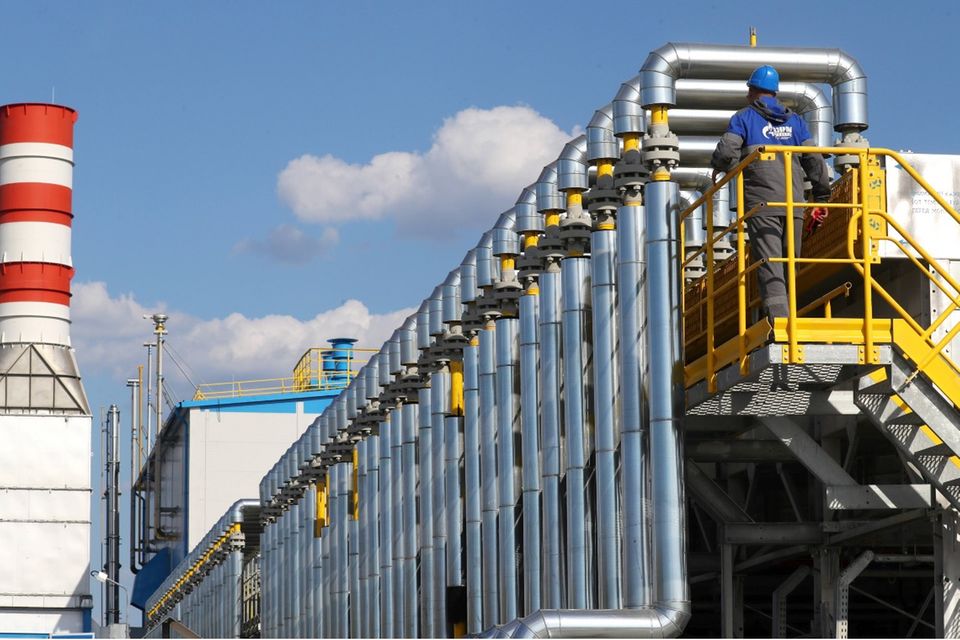 Startpunkt der Gaspipeline Nord Stream 2. Von Gasprom betriebene Kompressorstation Slavyanskaya.