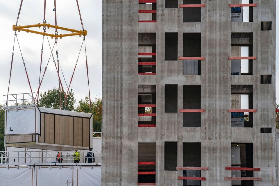 Der größte Modulbau Europas: Die Baustelle des Community Campus in Bochum.