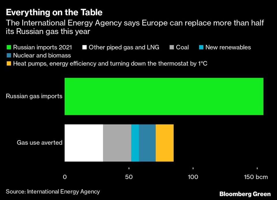 Laut der Internationalen Energieagentur kann Europa in diesem Jahr mehr als die Hälfte des aus Russland gelieferten Gases ersetzen