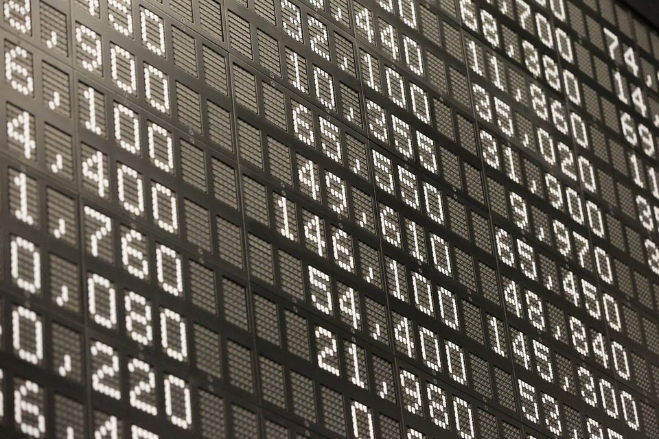 Anzeigetrafel im Handelssaal der Deutschen Börse in Frankfurt