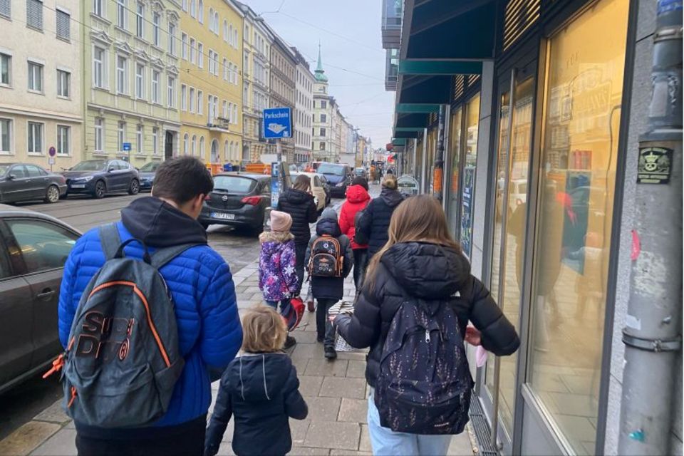 Auf dem Weg durch München zur Waldorfschule